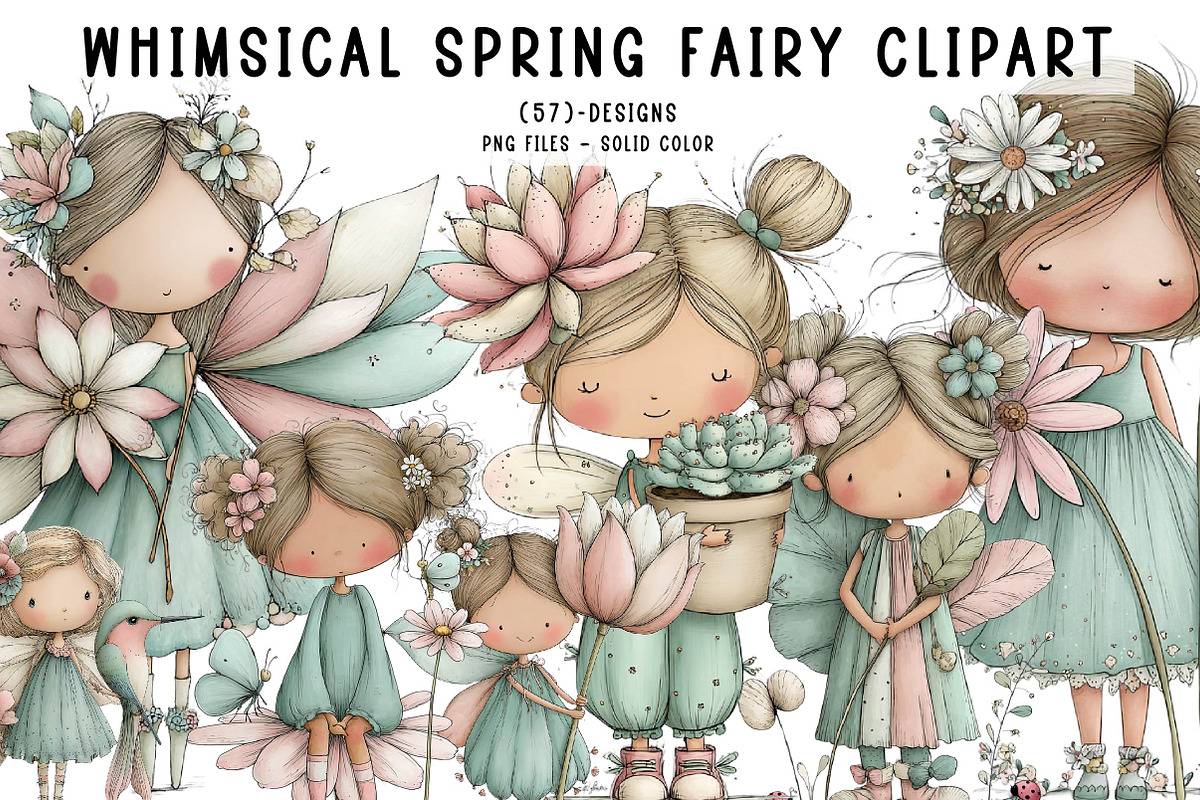 Whimsical Spring Fairy Clipart, an Illustration by CreationArt (Photo 1 of 7)