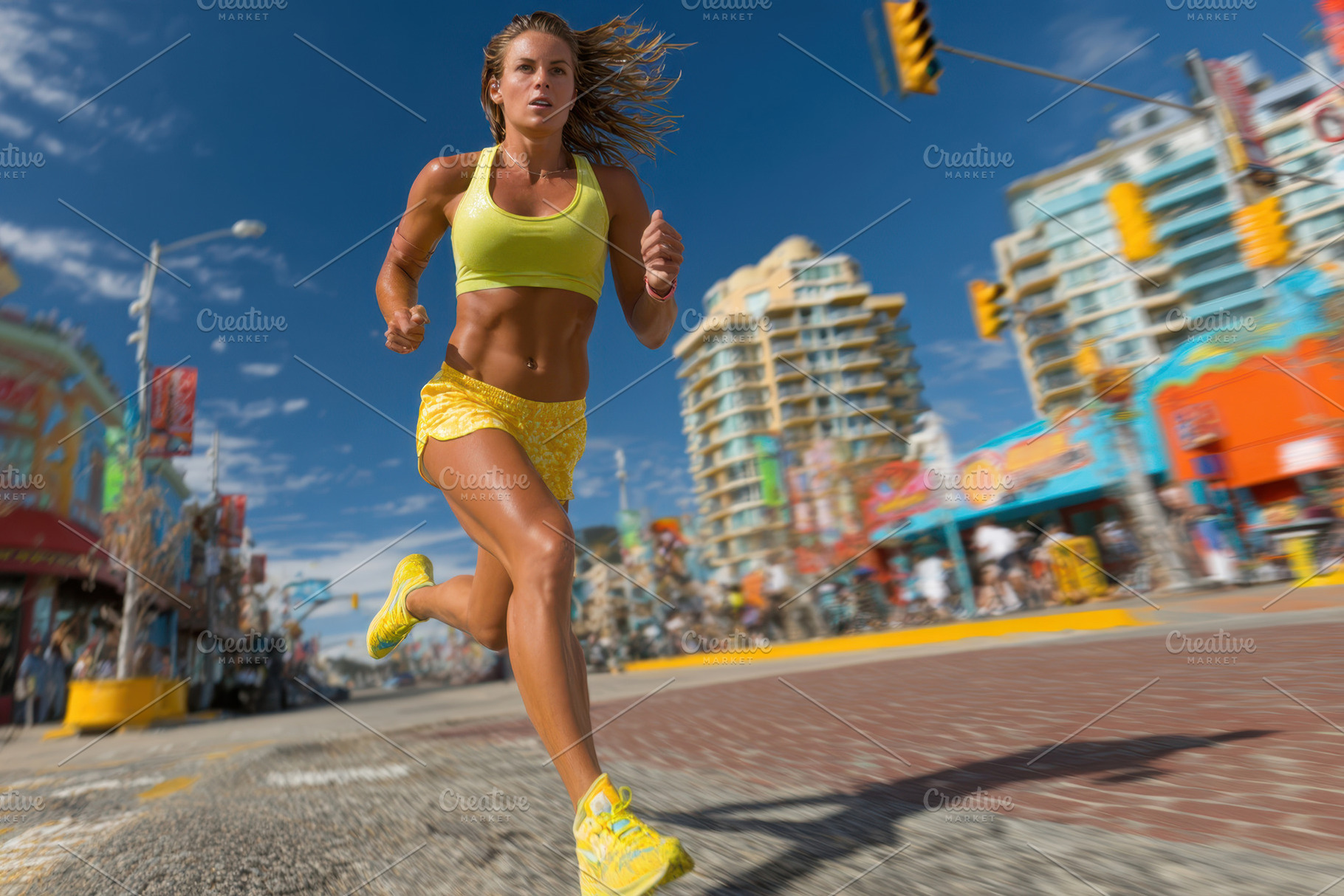 Woman running in city wearing sport uniform, a Sports & Recreation Photo by AlyaAnd