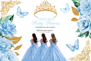 Light Blue Princess Dress Clipart, an Illustration by Oh Darling Graphics (Thumbnail 1 of 3)