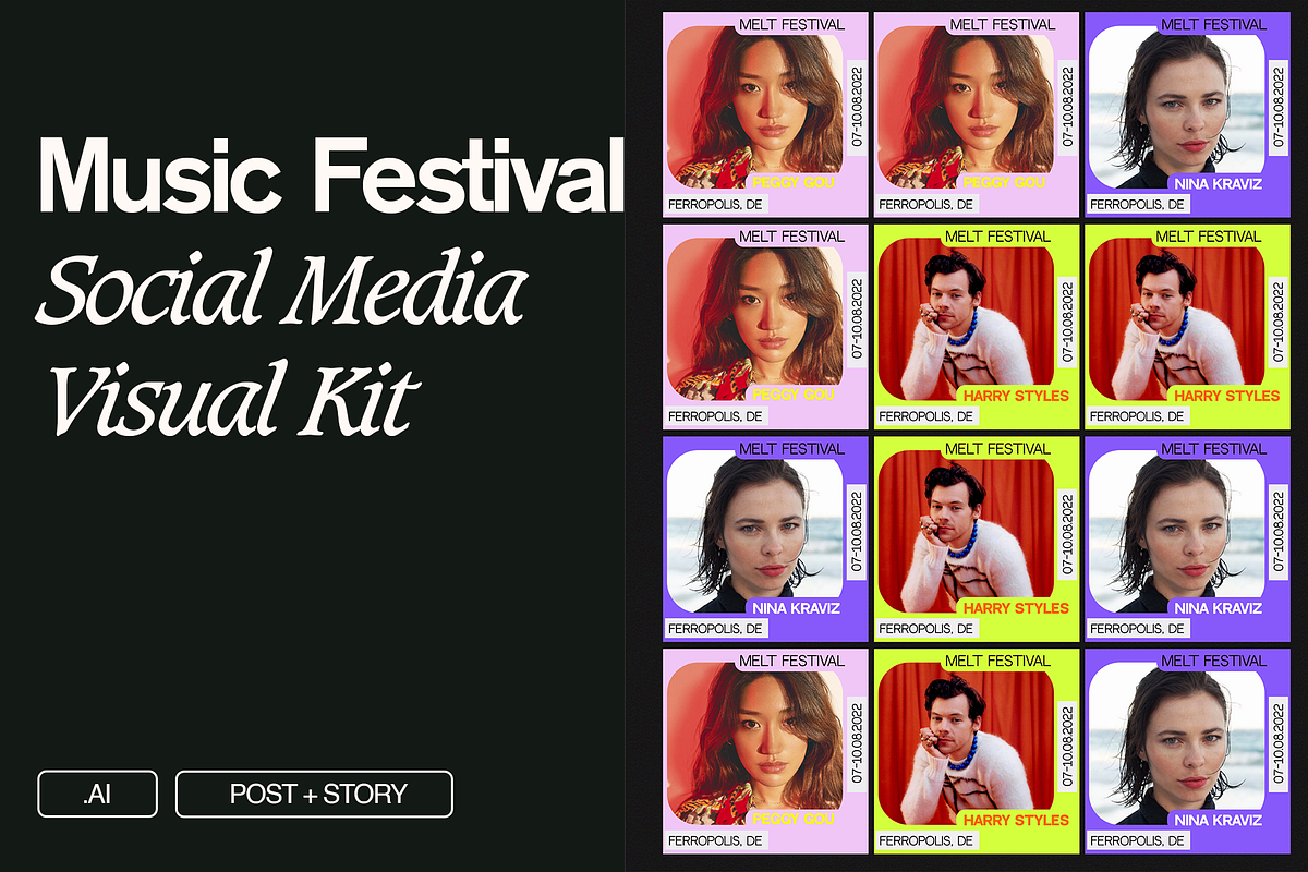 Music Festival Social Media Kit, a Social Media Template by Dirtybarn (Photo 1 of 5)