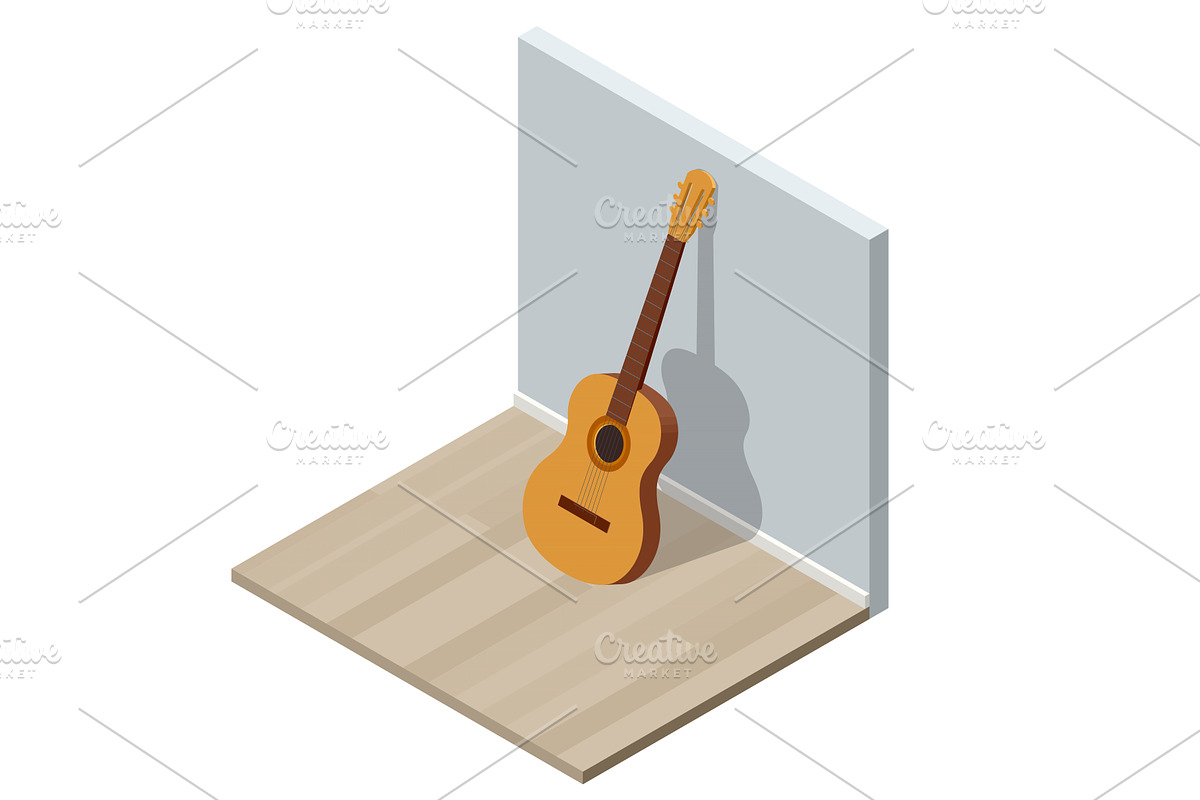 Isometric Classical Acoustic Six, an Object Graphic by Golden Sikorka