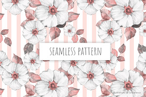Floral Stripe Watercolor Pattern
