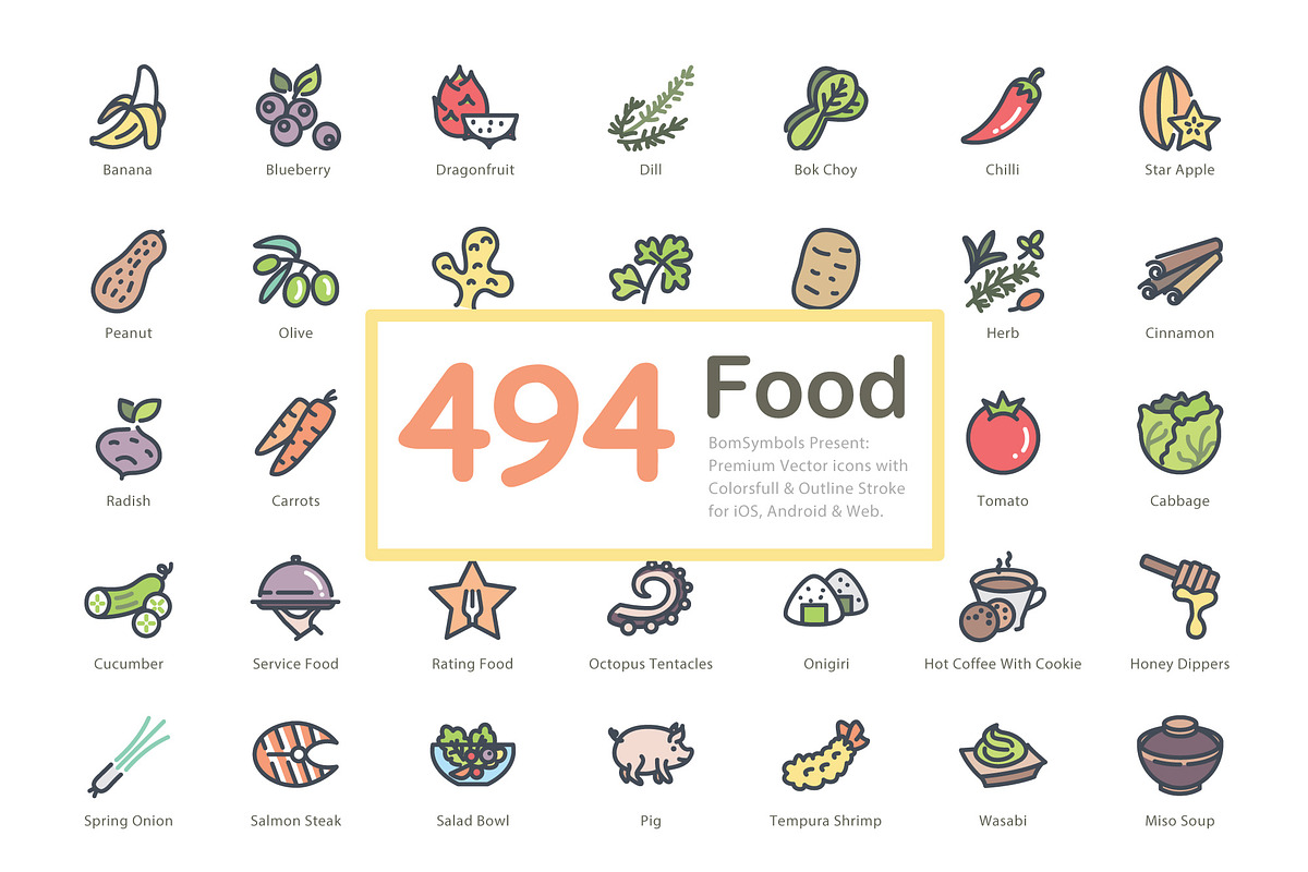 Food Vector Icons, an Icon by BomSymbols (Photo 1 of 5)