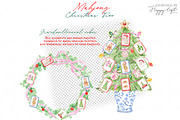 Mahjong Christmas Tree illustrations, a Decorative Illustration by TheHappyGiftArt (Thumbnail 6 of 12)