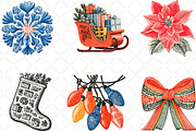 Christmas Doodle Sublimation Clipart, an Illustration by Black Bird Studio (Thumbnail 4 of 6)