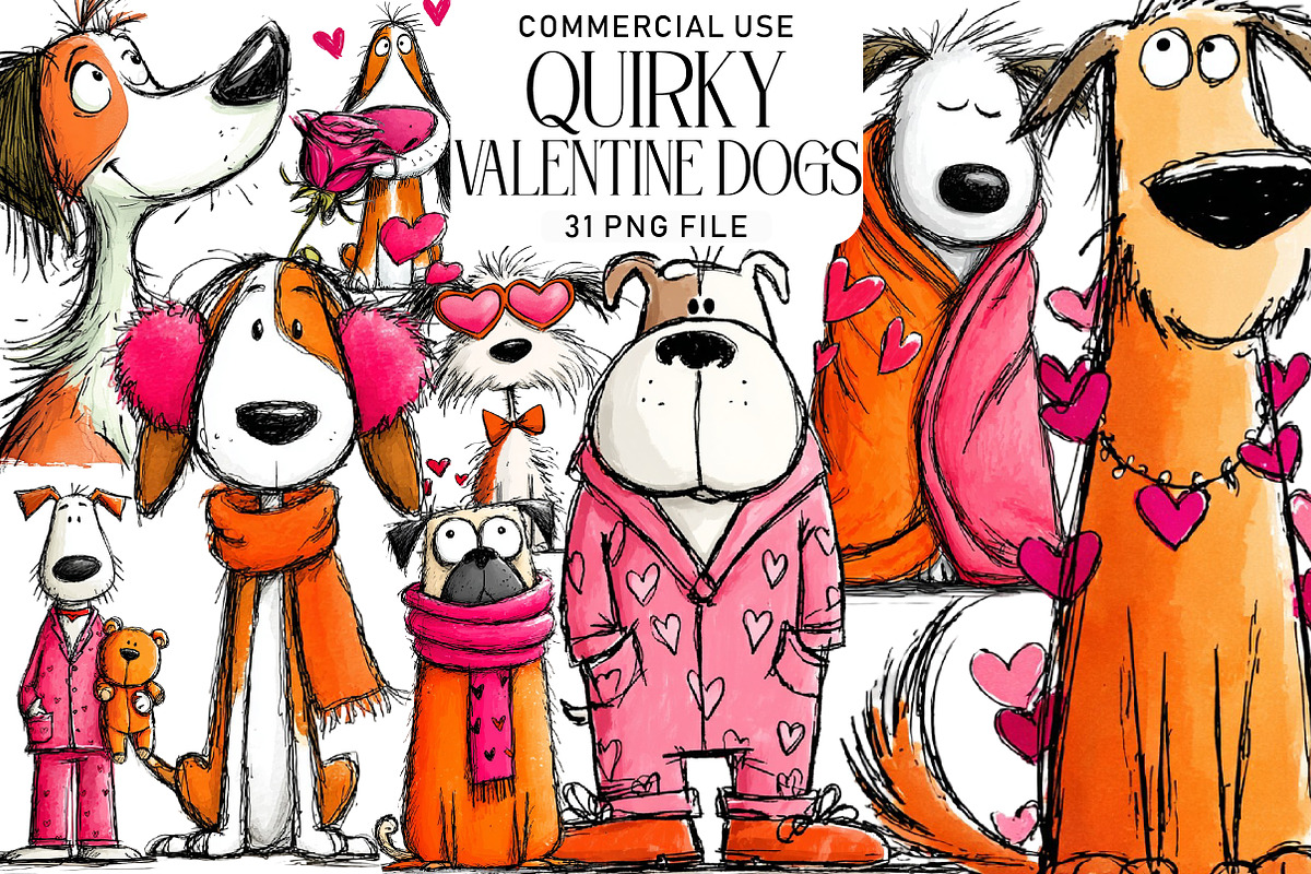 Quirky Valentine Dogs Clipart, an Illustration by Daily.Designs (Photo 1 of 5)