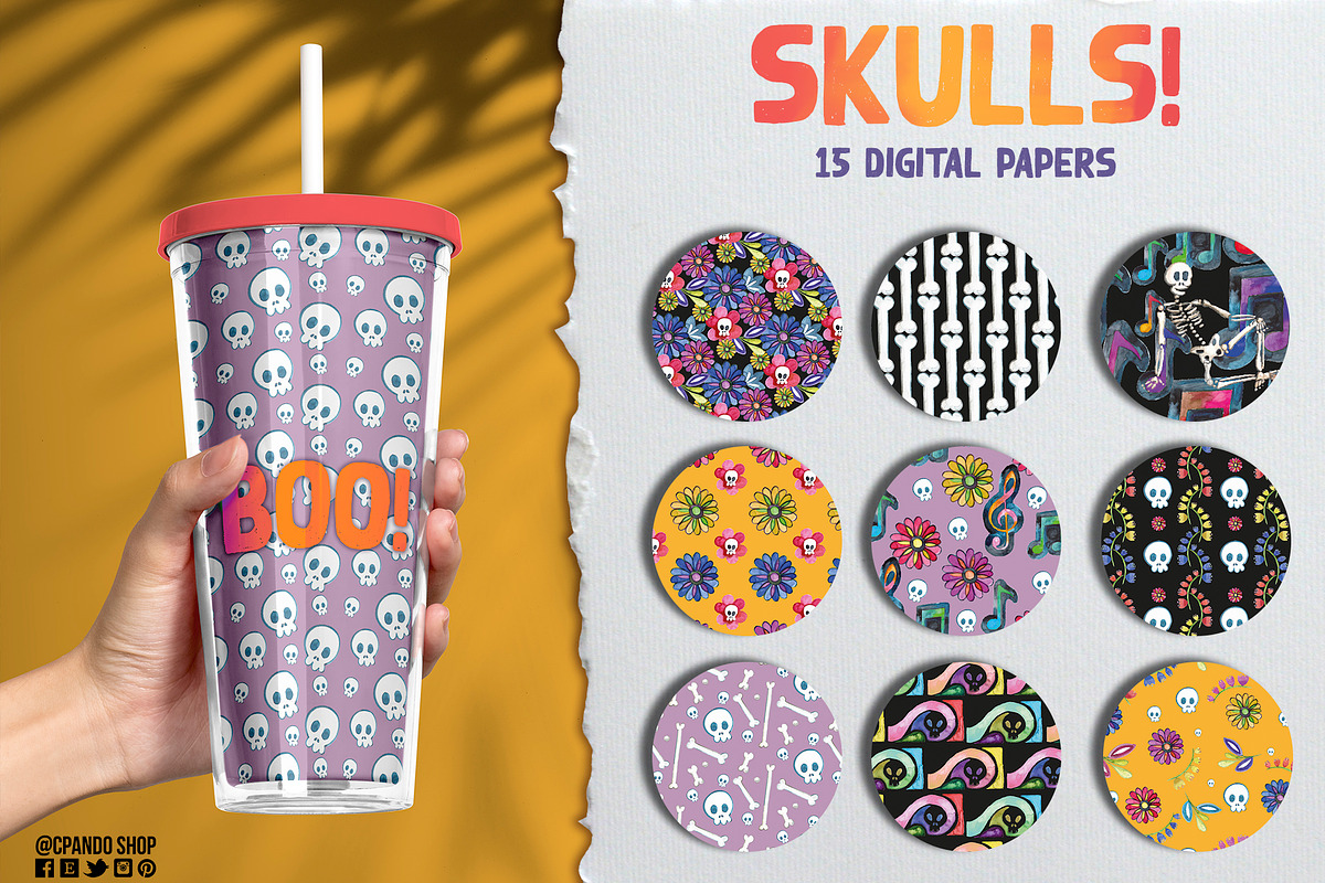 Day of the dead digital paper, a Pattern Graphic by CpandoShop (Photo 1 of 4)