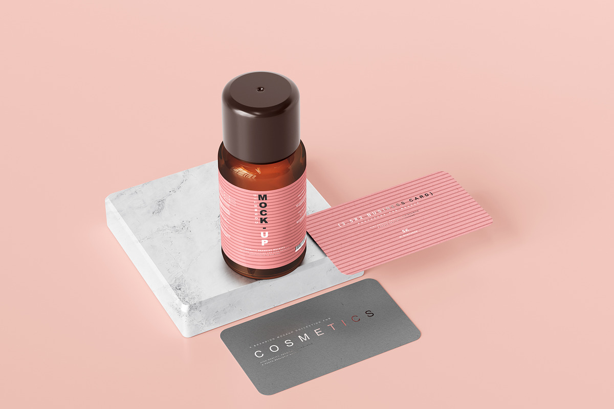 Amber Glass Cosmetic Bottle Mockups, a Cups & Container Mockup by pmvch (Photo 22 of 26)
