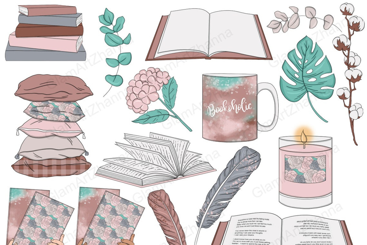 Book Addict Сlipart, an Object Illustration by GlamArtZhanna (Photo 2 of 3)