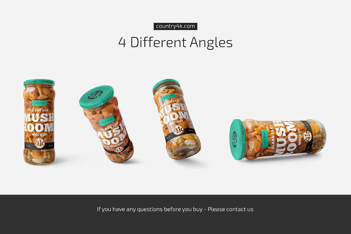 Glass Jar with Mushrooms Mockup Set, a Packaging Mockup by Country4k (Photo 4 of 4)