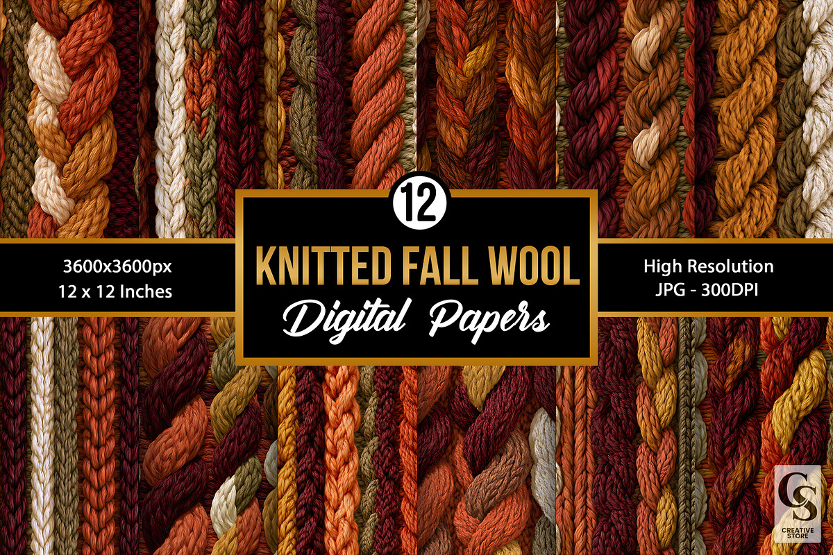 Fall Knitted Wool Seamless Pattern, a Pattern Graphic by Creative Store (Photo 1 of 5)