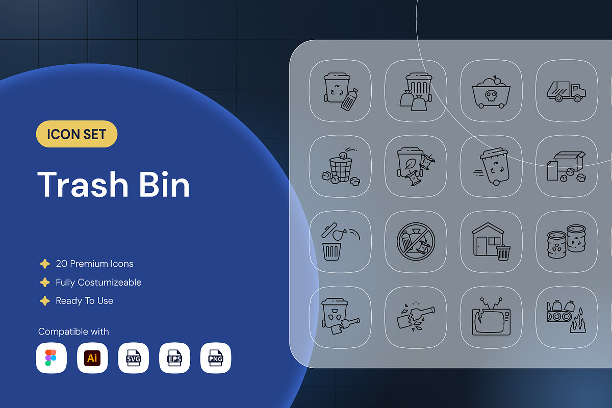 Trash Bin Icon, an Outline Icon by Nathaya Studio (Photo 1 of 2)