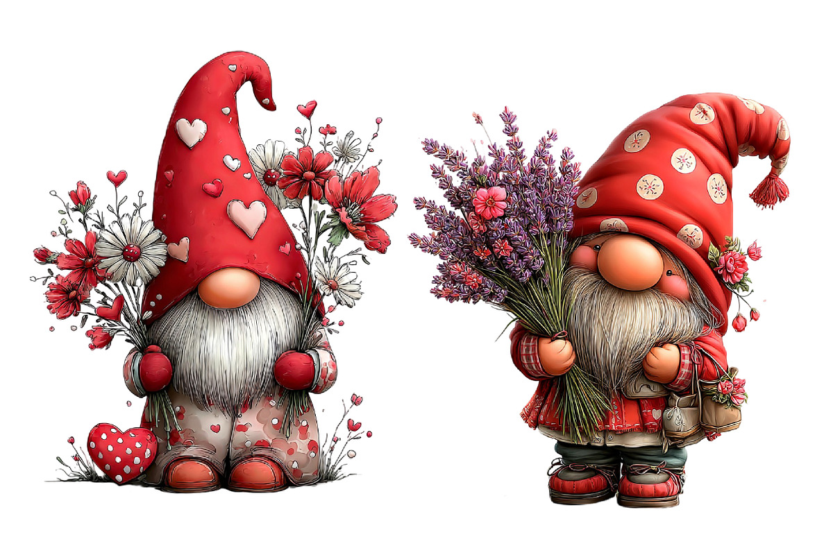 Valentine Gnome with Flowers Clipart, an Illustration by Dream Creation (Photo 7 of 8)