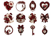Antique Valentine Love Story Clipart, an Illustration by Design Market (Thumbnail 2 of 4)