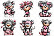 Whimsical Valentine Bear Clipart, an Illustration by Black Bird Studio (Thumbnail 6 of 6)