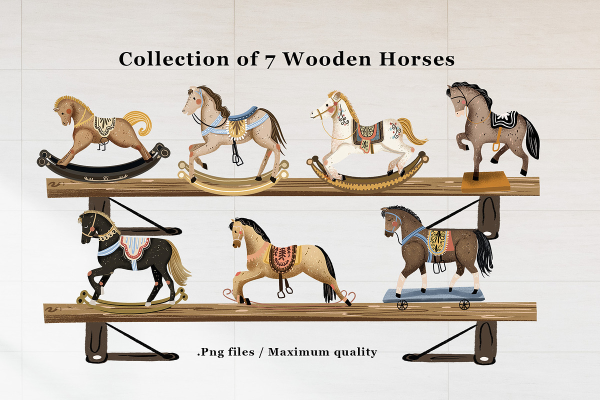 Vintage toys. Hand drawn clipart set, an Illustration by Cocoa studio by Eliza M (Photo 3 of 8)