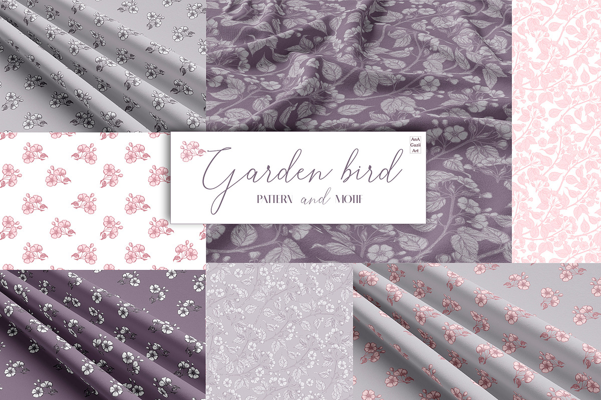 Garden bird. Pattern and motifs., a Pattern Graphic by AnaGuziiArt (Photo 15 of 15)