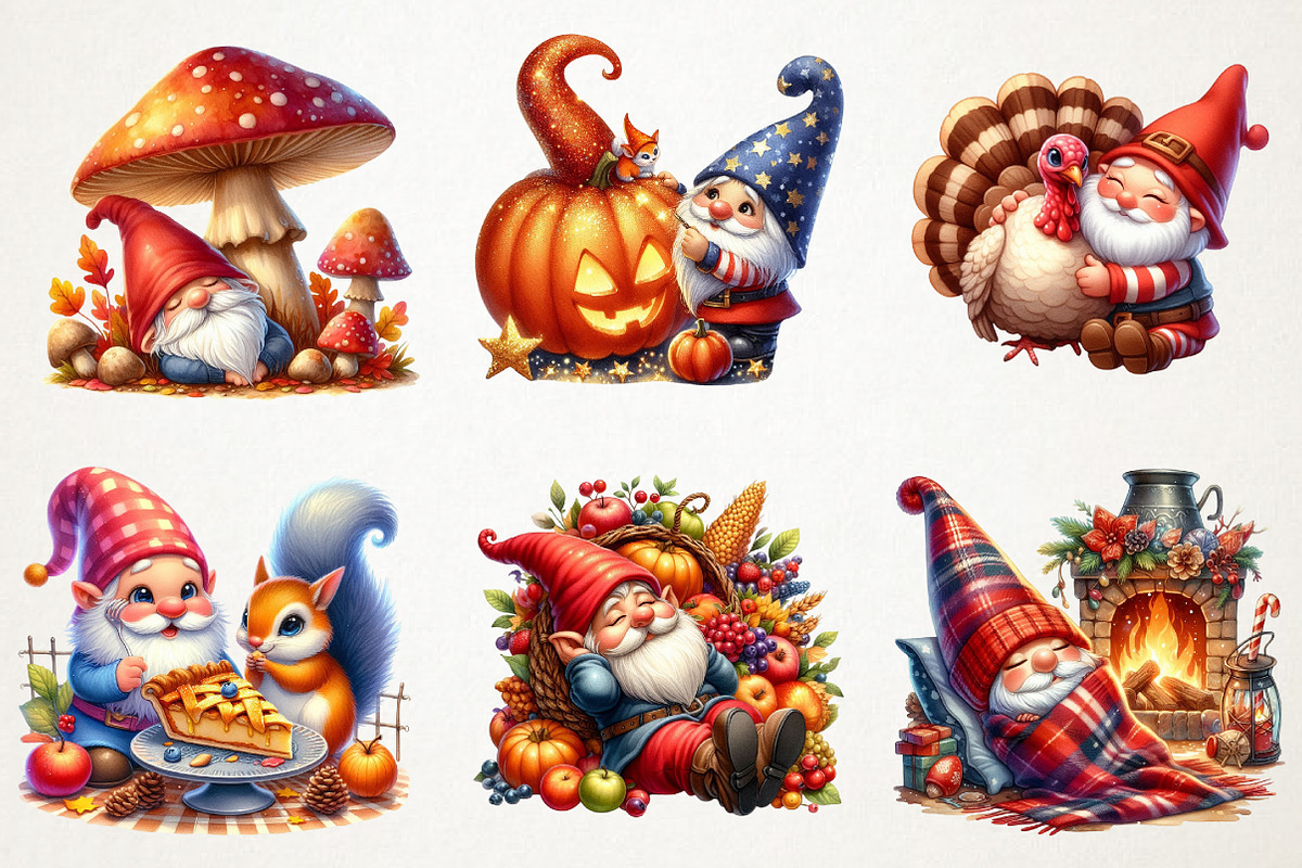 Gnome Thanksgiving Mood Clipart, an Illustration by RobertsArt (Photo 6 of 7)