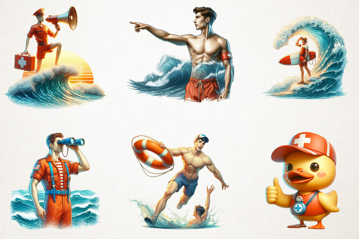 Lifeguard Watercolor Cliparts, an Illustration by RobertsArt (Photo 4 of 4)