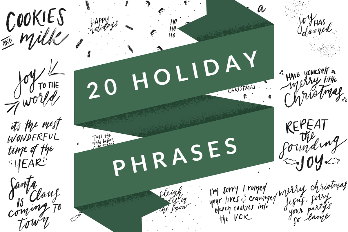 20 Minimalistic Holiday Phrases, an Illustration by Jessica Fadel Design (Photo 1 of 7)