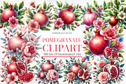 Watercolor Pomegranate Clipart, an Illustration by Designworld (Thumbnail 1 of 6)