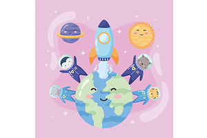 planet and space animals, an Animal Illustration by studiogstock
