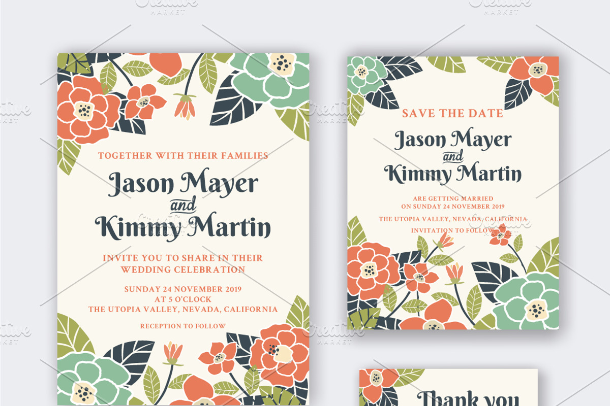 Floral Wedding Invitation Template, an Invitation Template by Raftel (Photo 2 of 2)