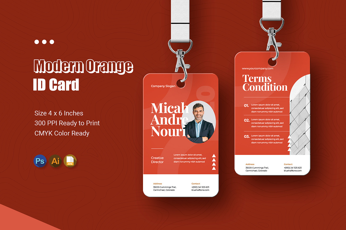 Modern Orange ID Card, a Card Template by Esensifiksi.studio