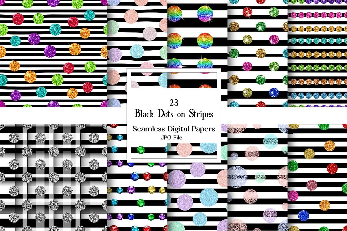 Black Dots on Stripes Seamless, a Pattern Graphic by Wow Magic (Photo 2 of 3)