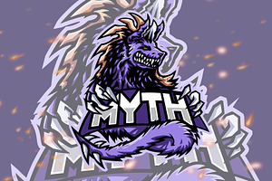 Myth Wolf Animal Esport Gaming Logo