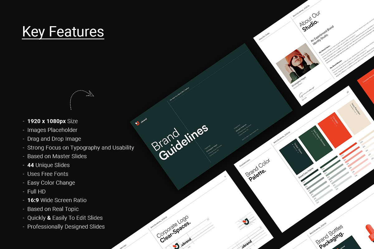 Brand Guidelines Presentation Layout, a Presentation Template by DesignCrest (Photo 2 of 21)