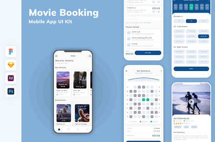 Movie Booking Mobile App UI Kit, an UI Kit Template by uicube
