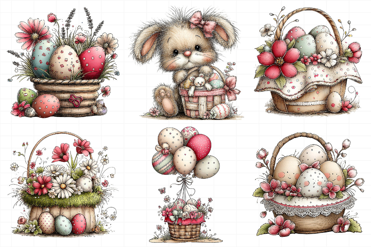 Whimsical Easter Eggs Basket Clipart, an Illustration by Daily.Designs (Photo 5 of 7)