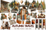 Autumn Travel Watercolor Clipart, a Seasonal Illustration by Maysa Art (Thumbnail 1 of 6)