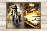 Detective Junk Journal Paper, a Person Illustration by GlamArtZhanna (Thumbnail 4 of 9)
