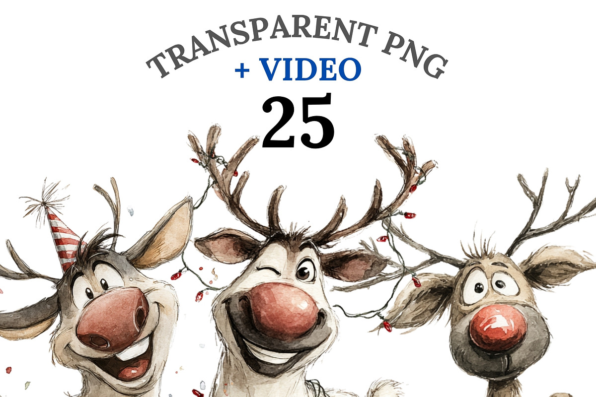 25 Reindeer Clipart Set, an Animal Illustration by Pati Charm Studio (Photo 1 of 8)