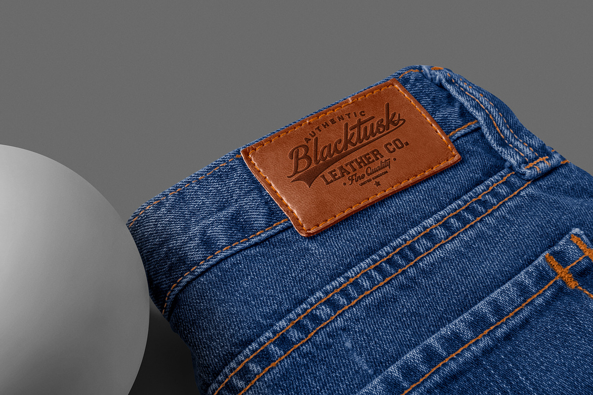 Jeans Leather Label Mockup, a Bottom Mockup by GfxFoundry (Photo 4 of 7)