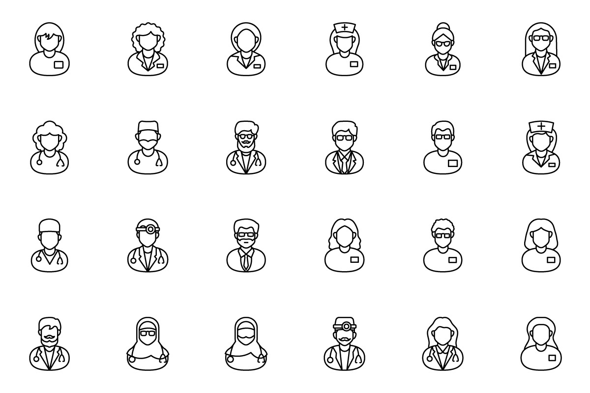 Medical Staff Outline Icons, an Outline Icon by vectorstank (Photo 5 of 6)