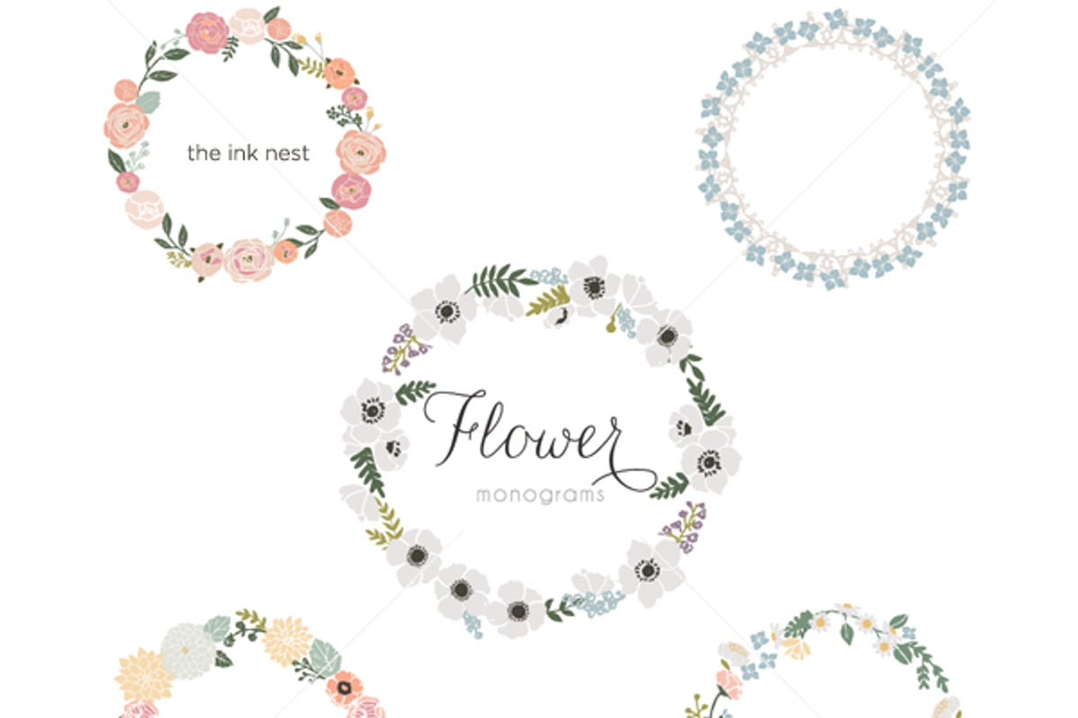 Flower Monograms EPS, an Illustration by sabinar