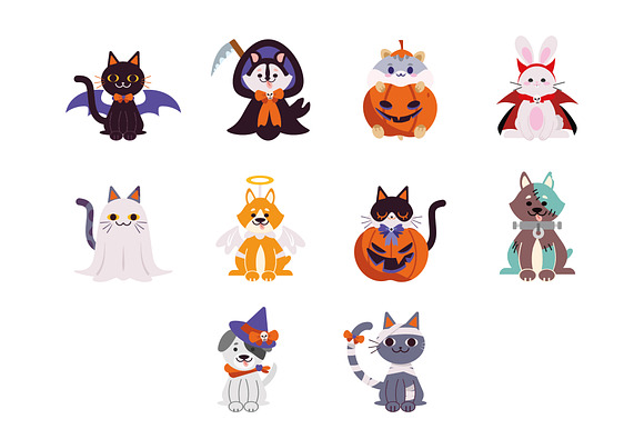 Halloween Pets Illustration Set preview 2