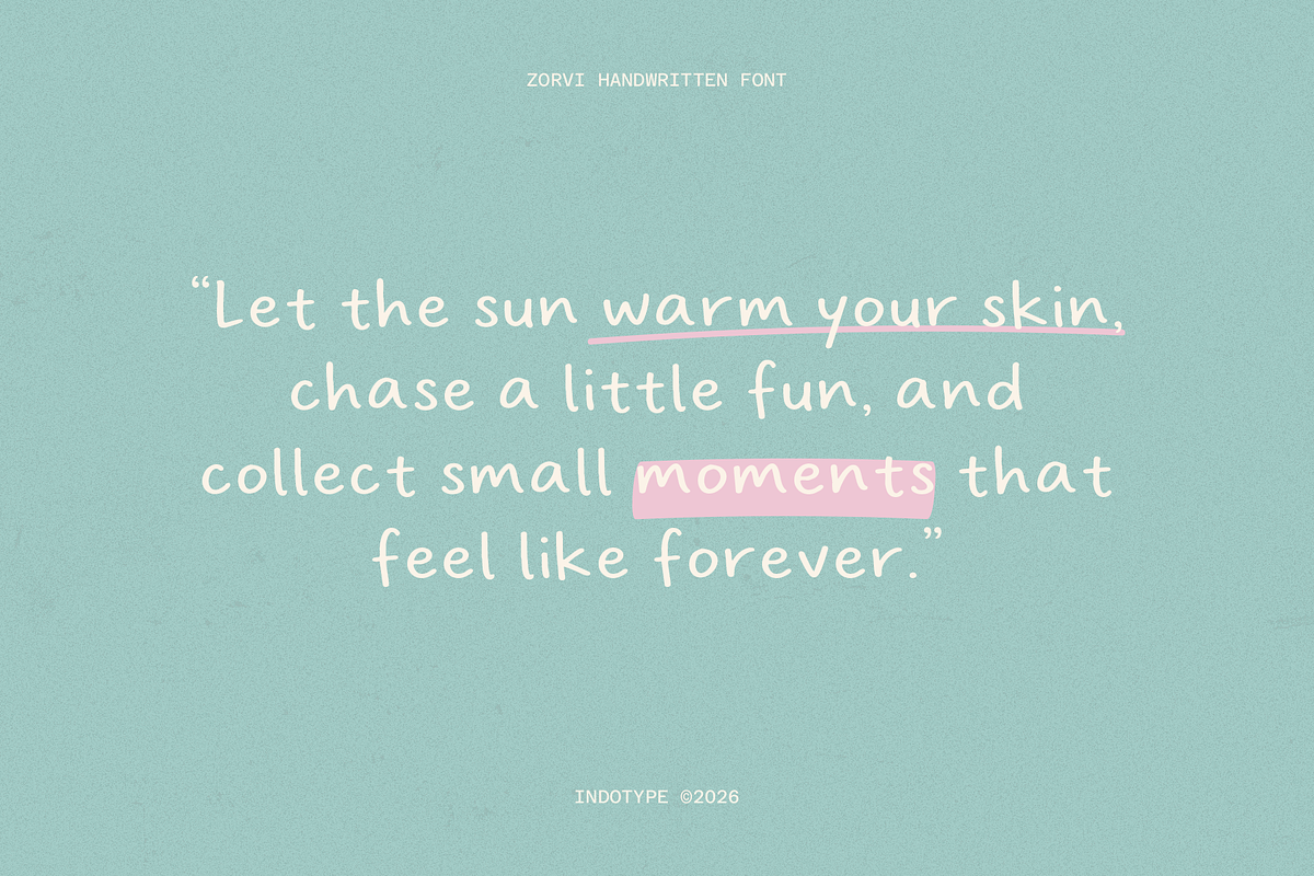 Zorvi - Playful Hand-drawn Font, a Handwritten Font by Indotype Foundry (Photo 2 of 10)