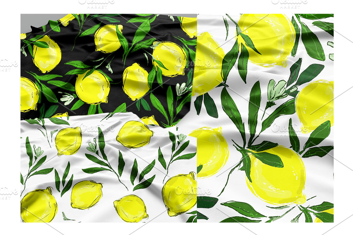 Pattern Lemons with leaves., a Background Graphic by Sweet_print (Photo 3 of 4)