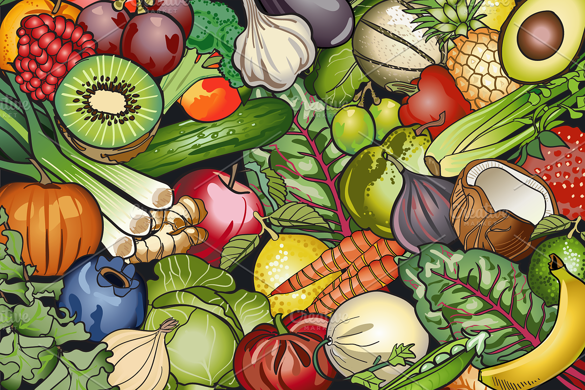 Fruit and Vegetable Vector Clip Art, an Illustration by Lady Spy (Photo 5 of 5)