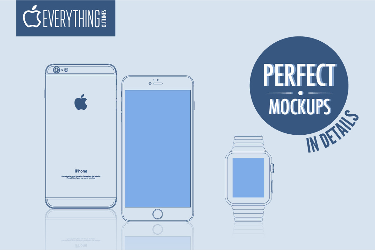 Apple Mockups in outlines +BONUS, an iPhone Mockup by voin_Sveta (Photo 2 of 4)