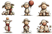 Whimsical Easter Sheep Clipart, an Illustration by CreationArt (Thumbnail 2 of 7)