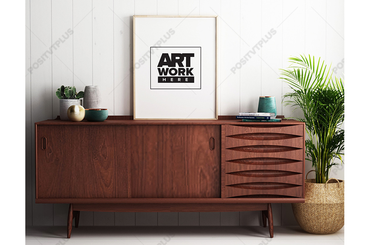Mid Century Frame Mockup Portrait, a Print Template by positvtplus