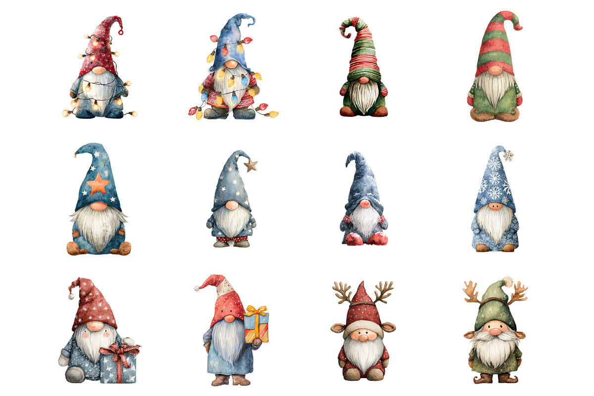 Christmas Gnome Clipart, an Illustration by Design Market (Photo 2 of 3)