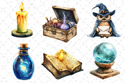Watercolor Wizard School Clipart, an Illustration by Dream Creation (Thumbnail 5 of 7)