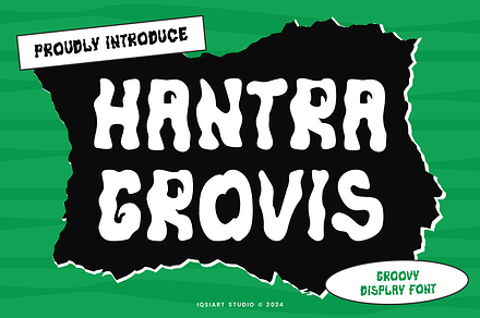 Hantra Grovis - Groovy Font, a Sans Serif Font by Iqsiart Studio