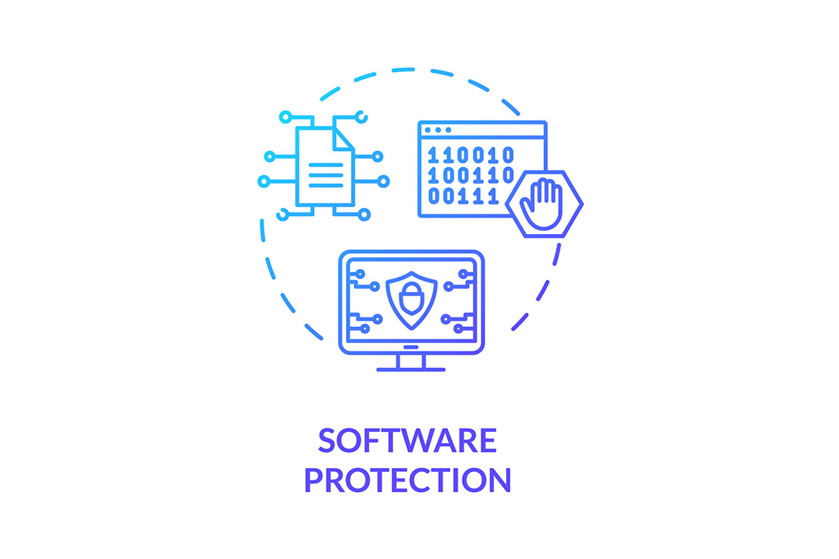 Software protection concept icon, an Outline Icon by IMG visuals icons